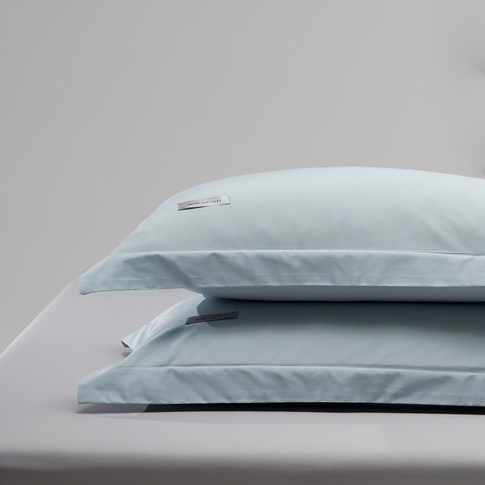 91家纺网 家纺一手货源 找家纺 红淳家纺 2025新款50s长绒棉纯色四件套及单品-单枕套 湖泊蓝