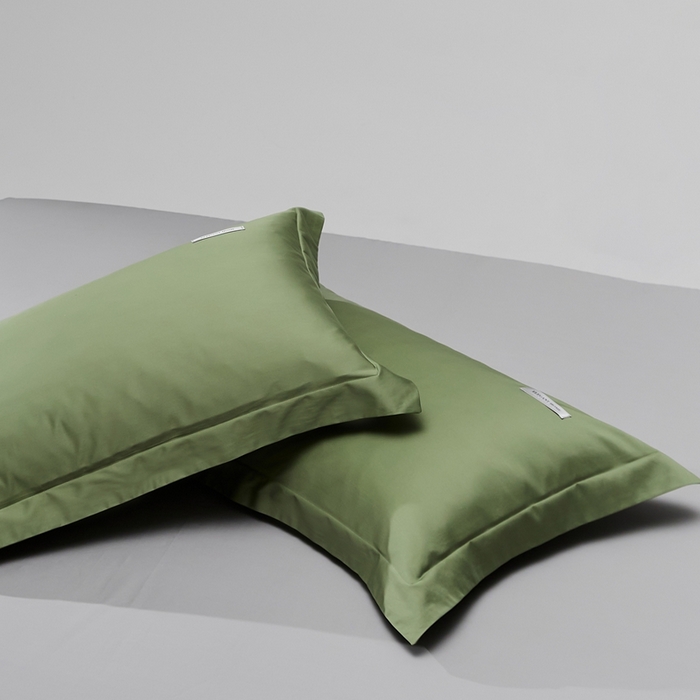 91家纺网 家纺一手货源 找家纺 红淳家纺 2025新款50s长绒棉纯色四件套及单品-单枕套 莺茶绿