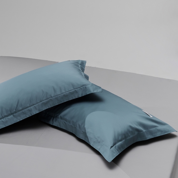 91家纺网 家纺一手货源 找家纺 红淳家纺 2025新款50s长绒棉纯色四件套及单品-单枕套 海茵蓝