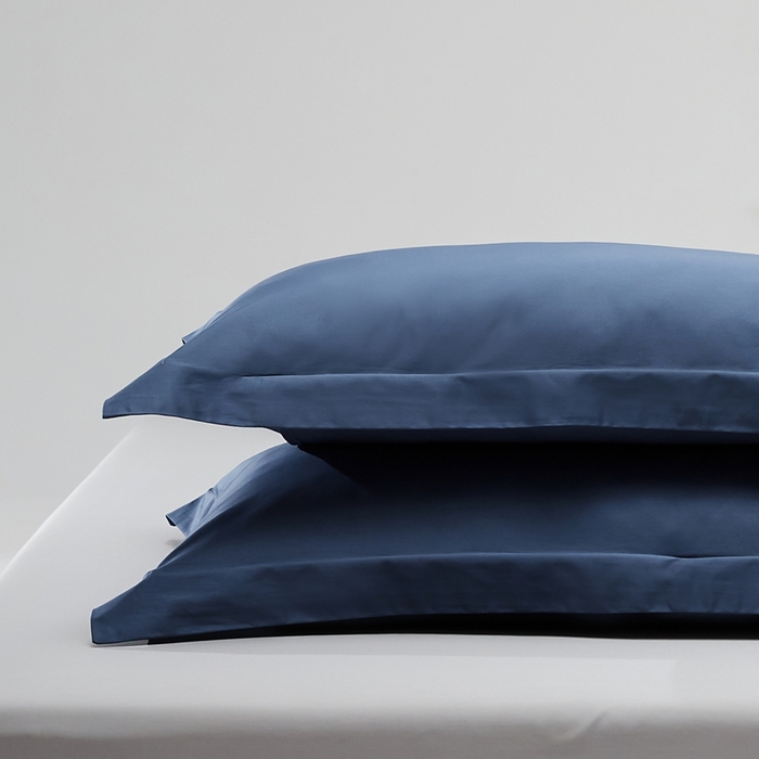 91家纺网 家纺一手货源 找家纺 红淳家纺 2025新款50s长绒棉纯色四件套及单品-单枕套 钻石蓝