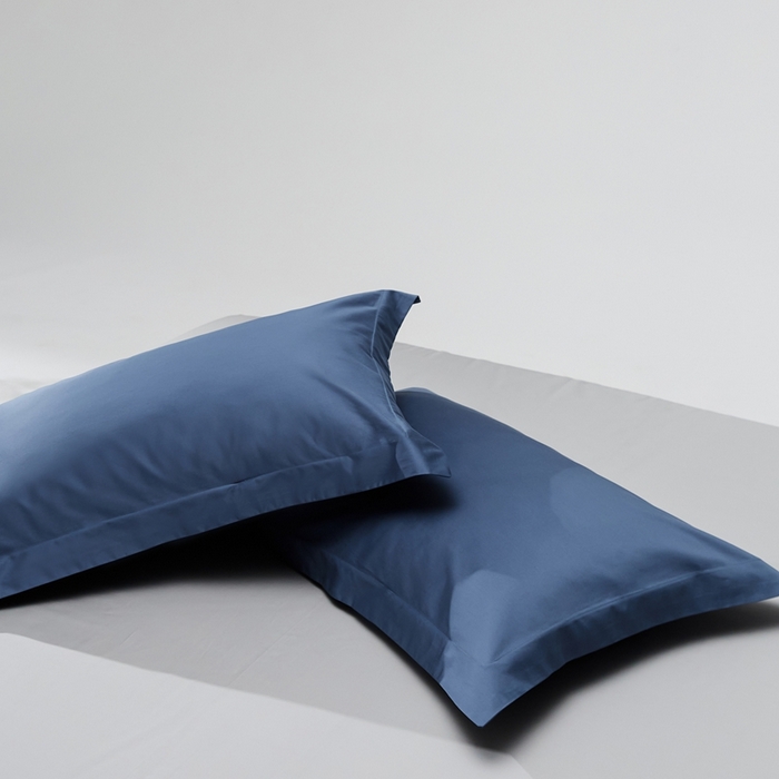 91家纺网 家纺一手货源 找家纺 红淳家纺 2025新款50s长绒棉纯色四件套及单品-单枕套 钻石蓝