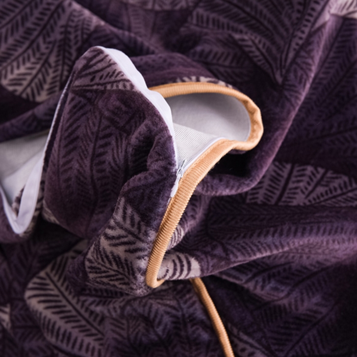 91家纺网 家纺一手货源 找家纺 首选家纺 2025新款加厚保暖牛奶绒金貂绒法莱绒床裙款四件套 银杏叶