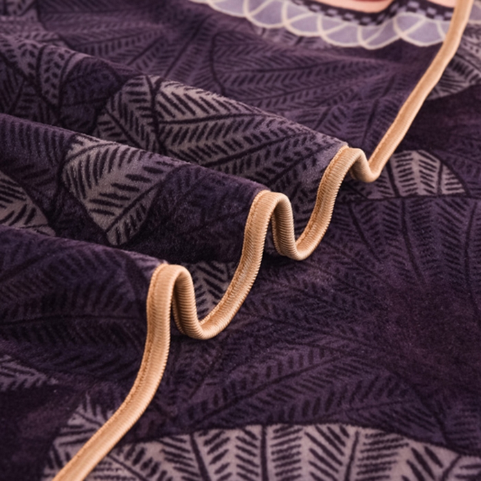 91家纺网 家纺一手货源 找家纺 首选家纺 2025新款加厚保暖牛奶绒金貂绒法莱绒床裙款四件套 银杏叶