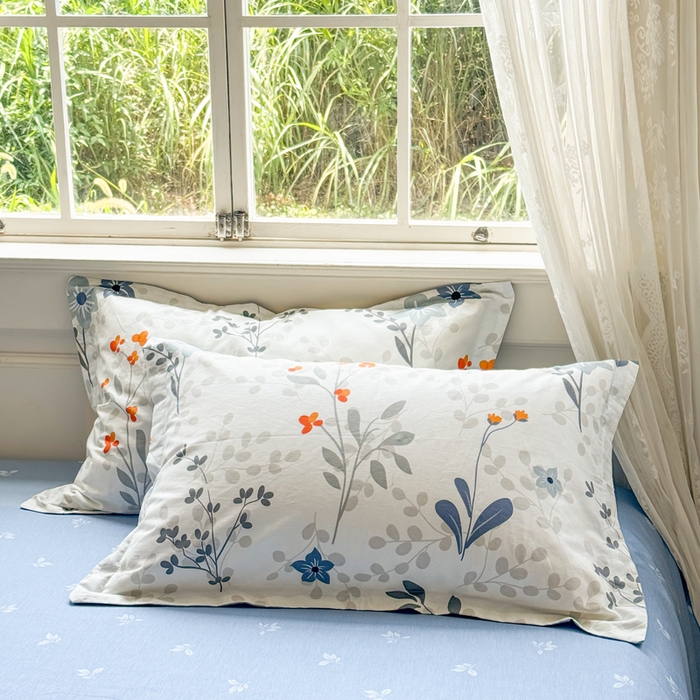 红淳家纺 2025新款亲肤舒适全棉印花简约单枕套 春不晚