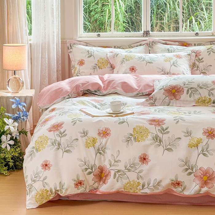 91家纺网 家纺一手货源 找家纺 红淳家纺 2025新款亲肤舒适全棉印花简约单枕套 芳华