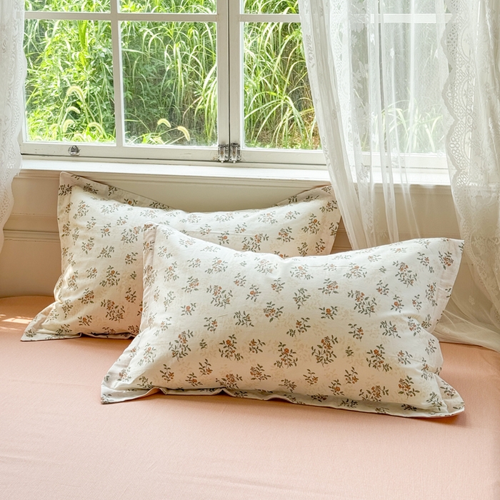 红淳家纺 2025新款亲肤舒适全棉印花简约单枕套 清风如叶