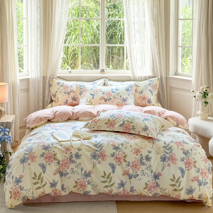 91家纺网 家纺一手货源 找家纺 红淳家纺 2025新款亲肤舒适全棉印花简约单枕套 洛川花海