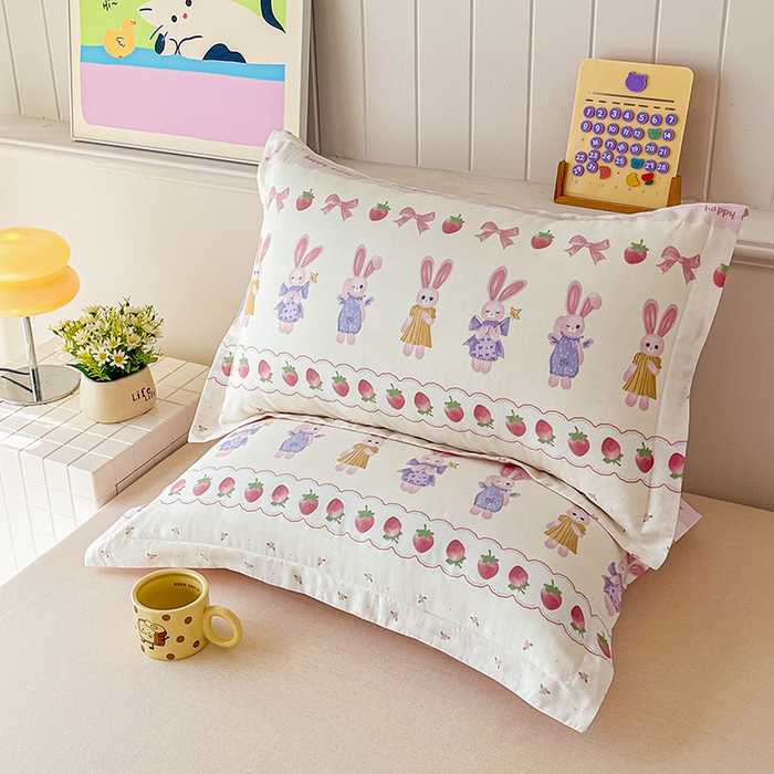 91家纺网 家纺一手货源 找家纺 （总）红淳家纺 2025新款亲肤舒适全棉印花简约单枕套