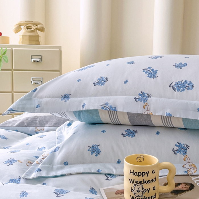 91家纺网 家纺一手货源 找家纺 红淳家纺 2025新款亲肤舒适全棉印花简约单枕套 追喵日记