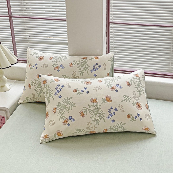 91家纺网 家纺一手货源 找家纺 红淳家纺 2025新款亲肤舒适全棉印花简约单枕套 雨后花园