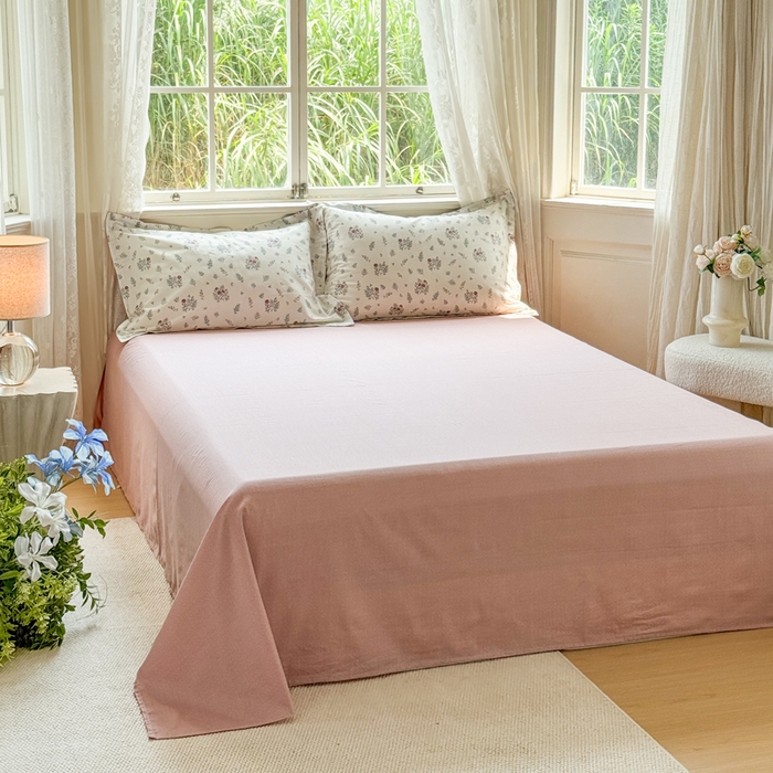 91家纺网 家纺一手货源 找家纺 红淳家纺 2025新款亲肤舒适全棉印花简约单枕套 如月花梦