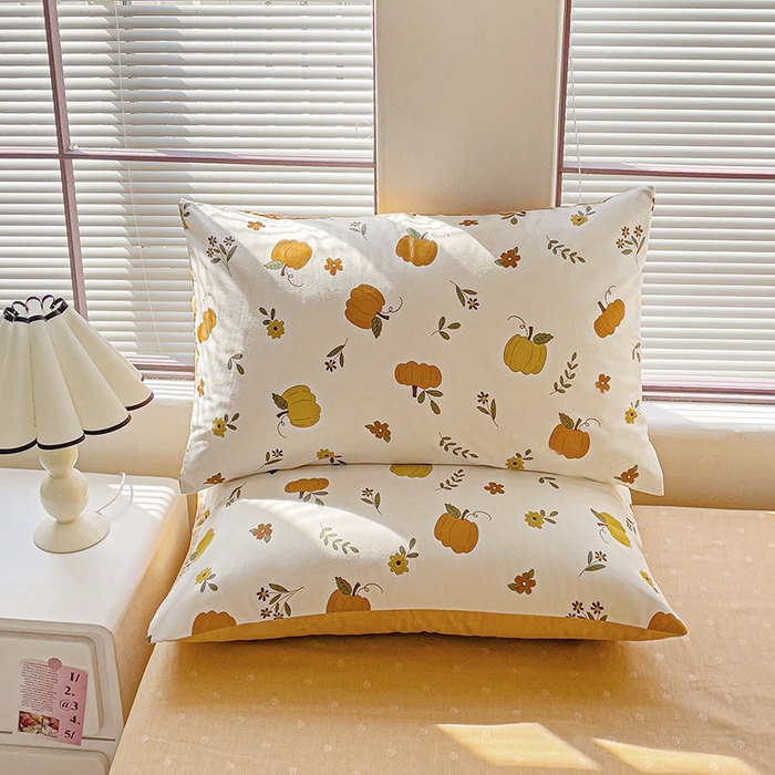 红淳家纺 2025新款亲肤舒适全棉印花简约单枕套 南瓜物语