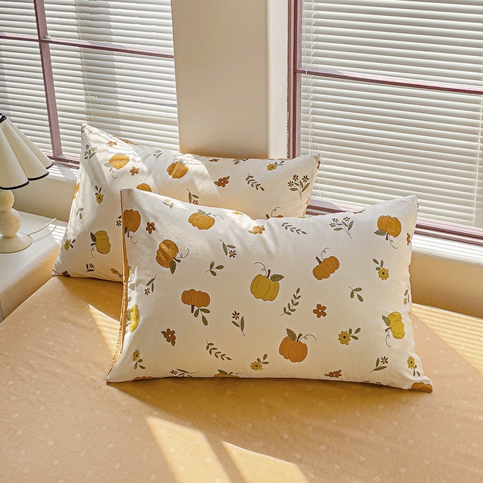 91家纺网 家纺一手货源 找家纺 红淳家纺 2025新款亲肤舒适全棉印花简约单枕套 南瓜物语