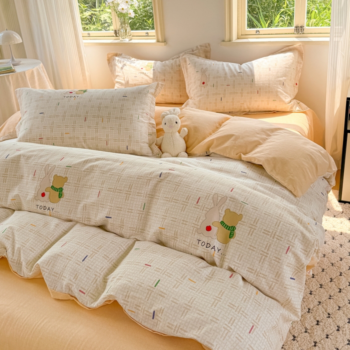 91家纺网 家纺一手货源 找家纺 红淳家纺 2025新款亲肤舒适全棉印花简约单枕套 小幸运