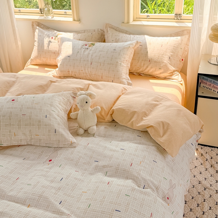 91家纺网 家纺一手货源 找家纺 红淳家纺 2025新款亲肤舒适全棉印花简约单枕套 小幸运