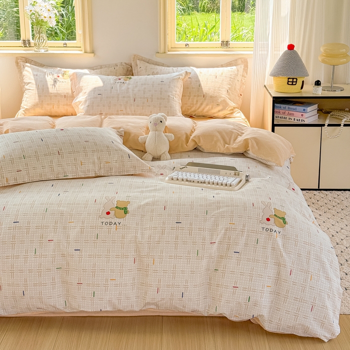 91家纺网 家纺一手货源 找家纺 红淳家纺 2025新款亲肤舒适全棉印花简约单枕套 小幸运