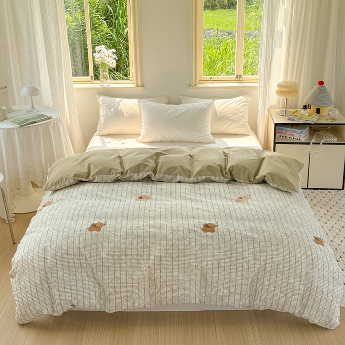 91家纺网 家纺一手货源 找家纺 红淳家纺 2025新款亲肤舒适全棉印花简约单枕套 梦幻小象