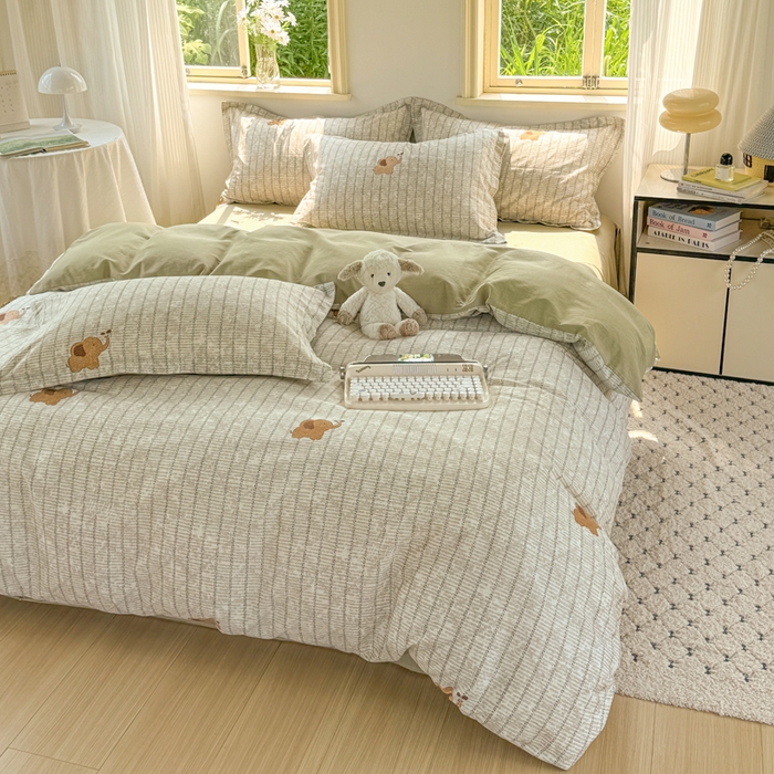 91家纺网 家纺一手货源 找家纺 红淳家纺 2025新款亲肤舒适全棉印花简约单枕套 梦幻小象