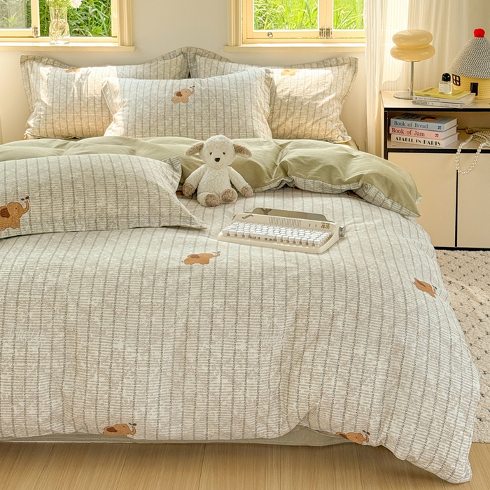 91家纺网 家纺一手货源 找家纺 红淳家纺 2025新款亲肤舒适全棉印花简约单枕套 梦幻小象