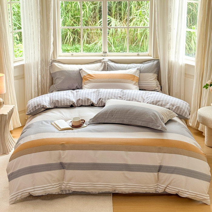 91家纺网 家纺一手货源 找家纺 红淳家纺 2025新款亲肤舒适全棉印花简约单枕套 风条雨顺