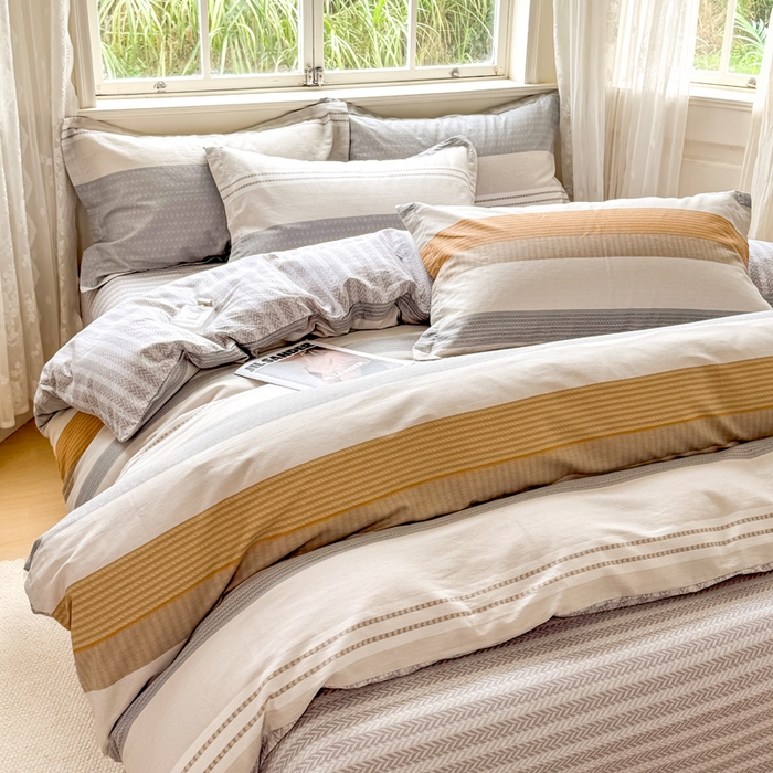 91家纺网 家纺一手货源 找家纺 红淳家纺 2025新款亲肤舒适全棉印花简约单枕套 风条雨顺