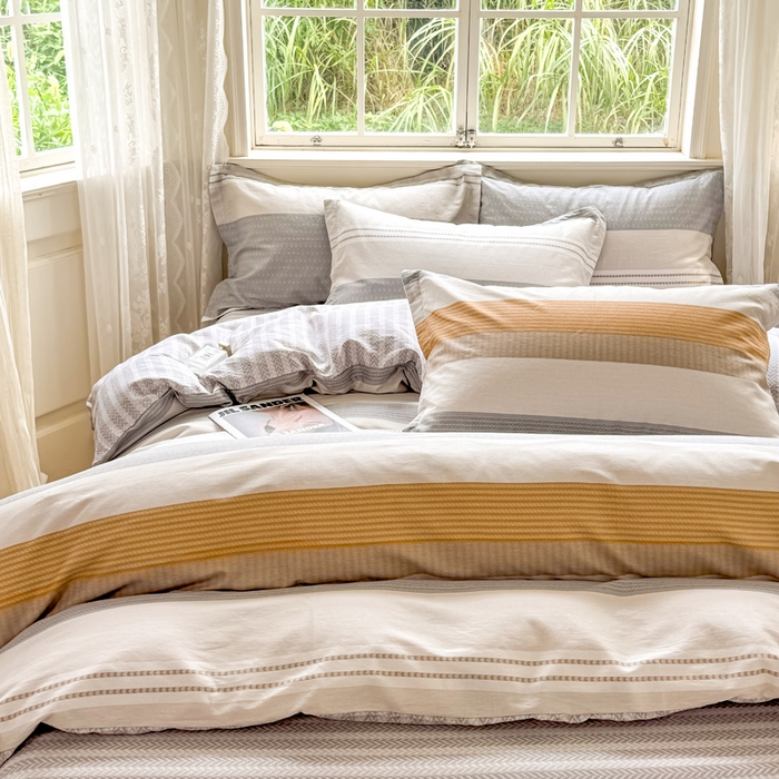 91家纺网 家纺一手货源 找家纺 红淳家纺 2025新款亲肤舒适全棉印花简约单枕套 风条雨顺