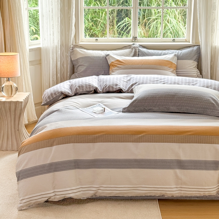 91家纺网 家纺一手货源 找家纺 红淳家纺 2025新款亲肤舒适全棉印花简约单枕套 风条雨顺