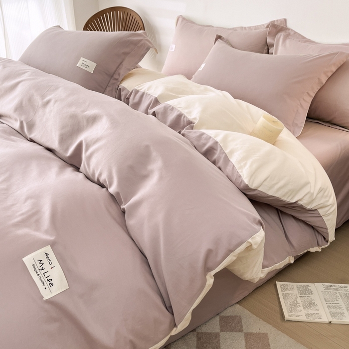 91家纺网 家纺一手货源 找家纺 （总）红淳家纺 2025新款13366亲肤全棉纯色四件套-简单生活