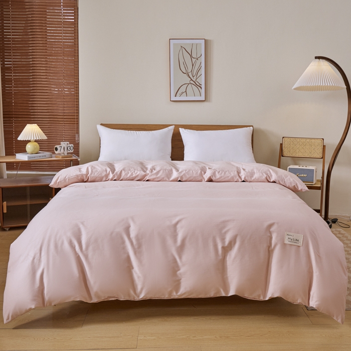 91家纺网 家纺一手货源 找家纺 红淳家纺 2025新款13366亲肤全棉纯色四件套-简单生活 裸粉