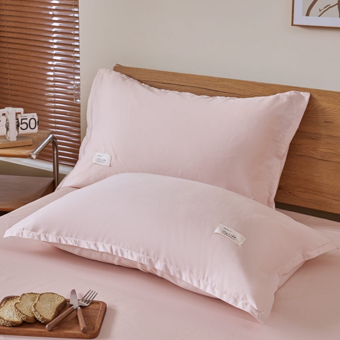 91家纺网 家纺一手货源 找家纺 红淳家纺 2025新款13366亲肤全棉纯色四件套-简单生活 裸粉