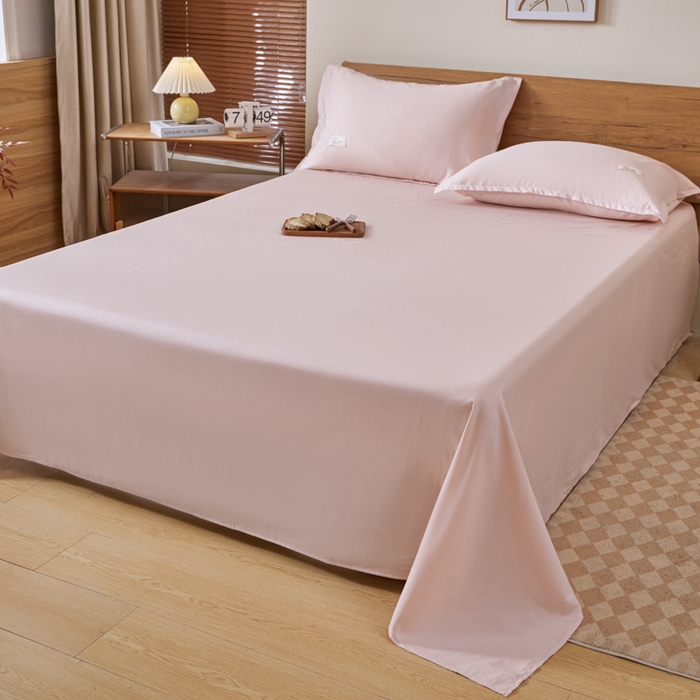 91家纺网 家纺一手货源 找家纺 红淳家纺 2025新款13366亲肤全棉纯色四件套-简单生活 裸粉