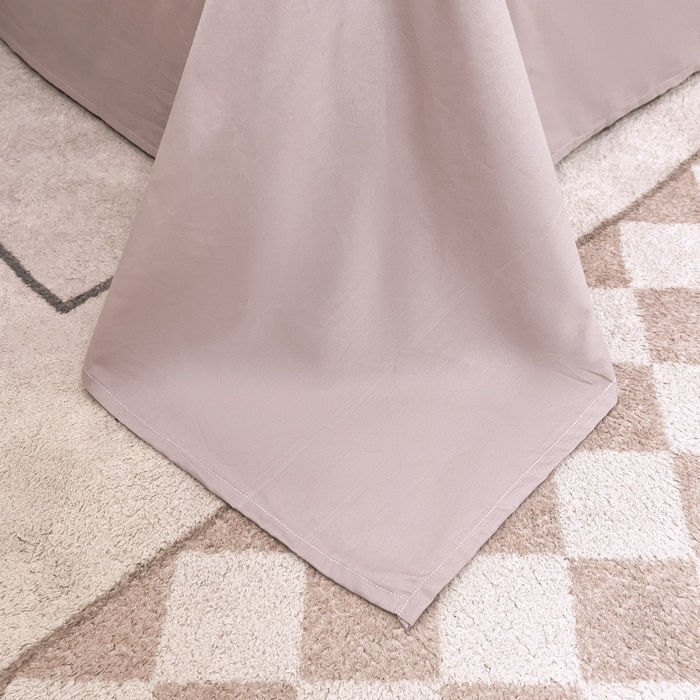 91家纺网 家纺一手货源 找家纺 红淳家纺 2025新款13366亲肤全棉纯色四件套-简单生活 烟紫粉+米白