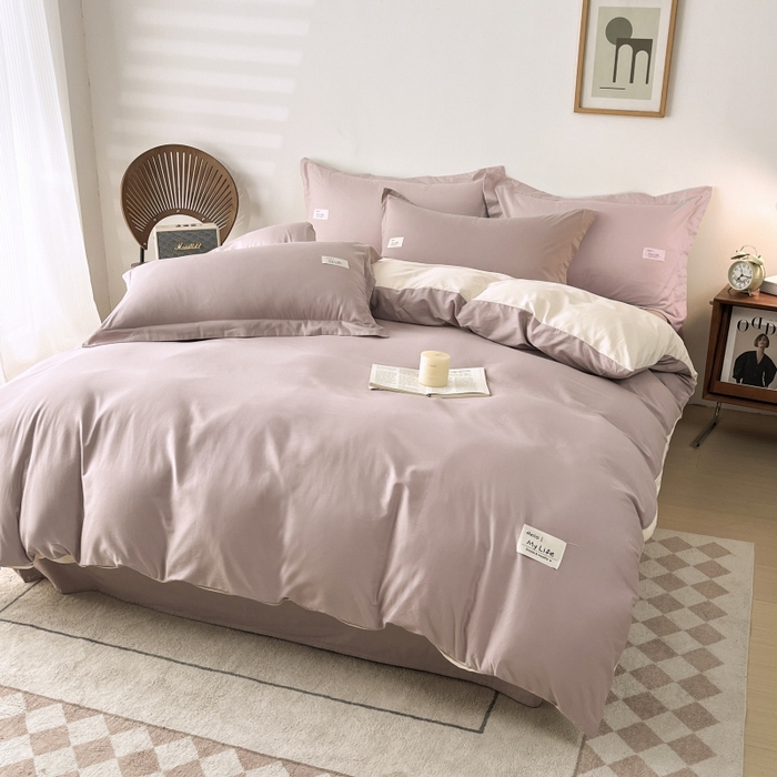 91家纺网 家纺一手货源 找家纺 （总）红淳家纺 2025新款13366亲肤全棉纯色四件套-简单生活