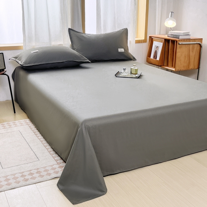 91家纺网 家纺一手货源 找家纺 红淳家纺 2025新款13366亲肤全棉纯色四件套-简单生活 石墨灰