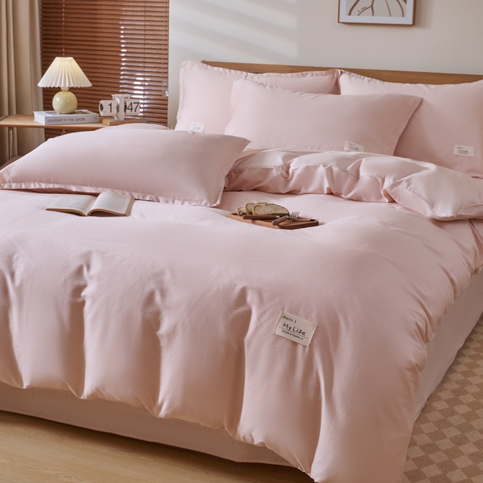 91家纺网 家纺一手货源 找家纺 红淳家纺 2025新款13366亲肤全棉纯色单被套-简单生活 裸粉