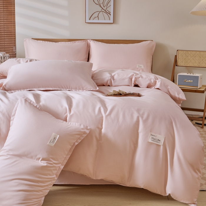 91家纺网 家纺一手货源 找家纺 红淳家纺 2025新款13366亲肤全棉纯色单被套-简单生活 裸粉