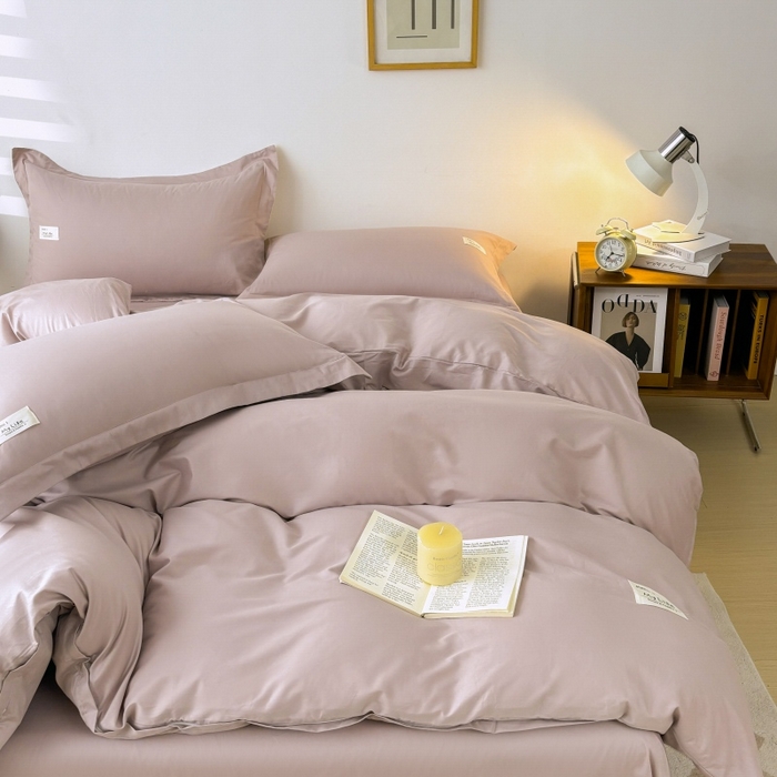 91家纺网 家纺一手货源 找家纺 红淳家纺 2025新款13366亲肤全棉纯色单被套-简单生活 烟紫粉