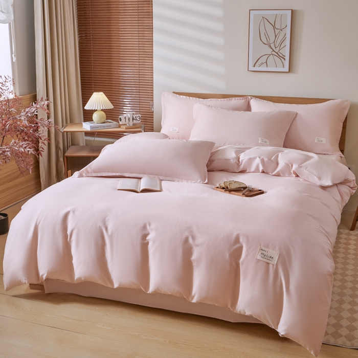 91家纺网 家纺一手货源 找家纺 红淳家纺 2025新款13366亲肤全棉纯色单被套-简单生活 裸粉