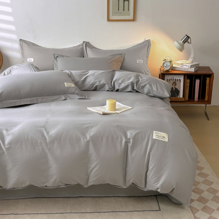 91家纺网 家纺一手货源 找家纺 红淳家纺 2025新款13366亲肤全棉纯色单被套-简单生活 冰川银