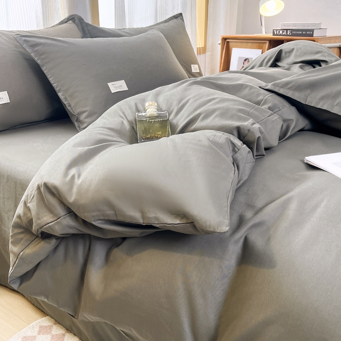 91家纺网 家纺一手货源 找家纺 红淳家纺 2025新款13366亲肤全棉纯色单被套-简单生活 石墨灰