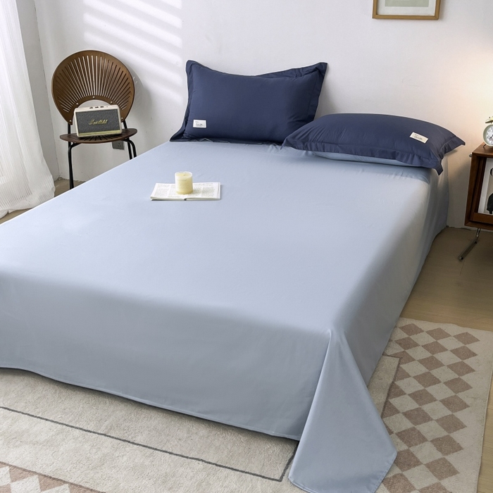 91家纺网 家纺一手货源 找家纺 红淳家纺 2025新款13366亲肤全棉纯色单被套-简单生活 深海蓝+天空蓝