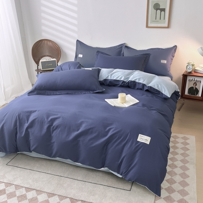 91家纺网 家纺一手货源 找家纺 红淳家纺 2025新款13366亲肤全棉纯色单被套-简单生活 深海蓝+天空蓝