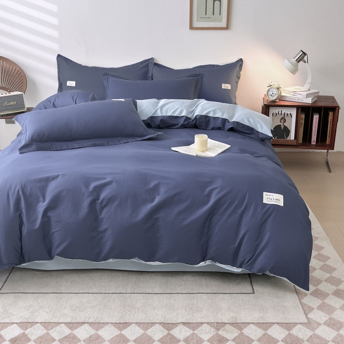 91家纺网 家纺一手货源 找家纺 红淳家纺 2025新款13366亲肤全棉纯色单被套-简单生活 深海蓝+天空蓝