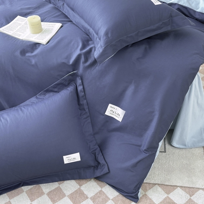 91家纺网 家纺一手货源 找家纺 红淳家纺 2025新款13366亲肤全棉纯色单被套-简单生活 深海蓝+天空蓝
