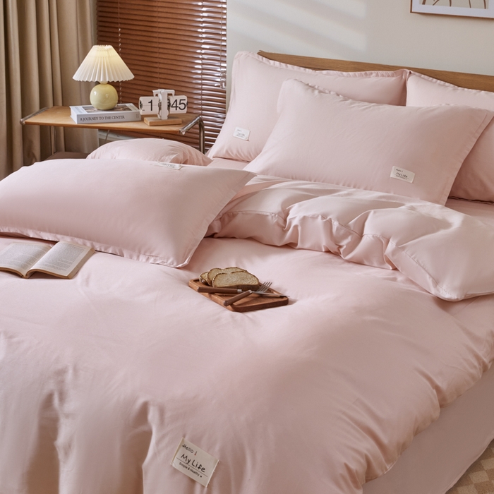 91家纺网 家纺一手货源 找家纺 红淳家纺 2025新款13366亲肤全棉纯色单被套-简单生活 裸粉