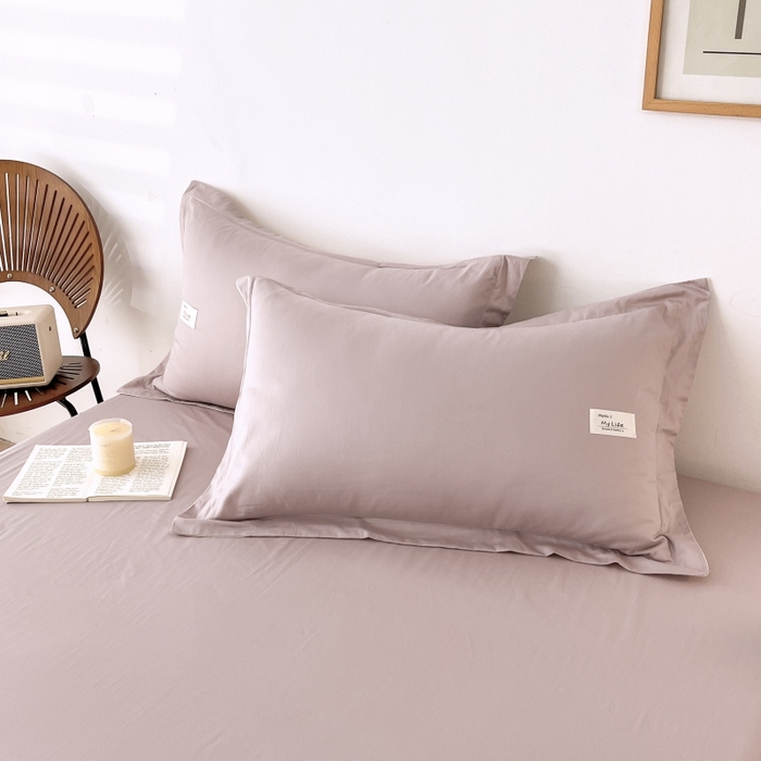 91家纺网 家纺一手货源 找家纺 红淳家纺 2025新款13366亲肤全棉纯色单被套-简单生活 烟紫粉+米白