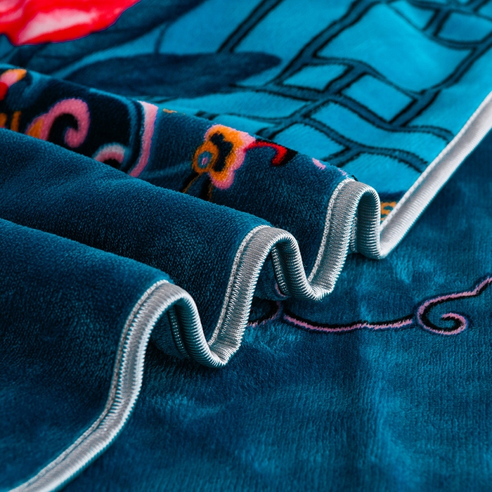 91家纺网 家纺一手货源 找家纺 静缘分 2025新款230克特厚8.5斤牛奶绒金貂绒床裙款保暖四件套-闭月羞花