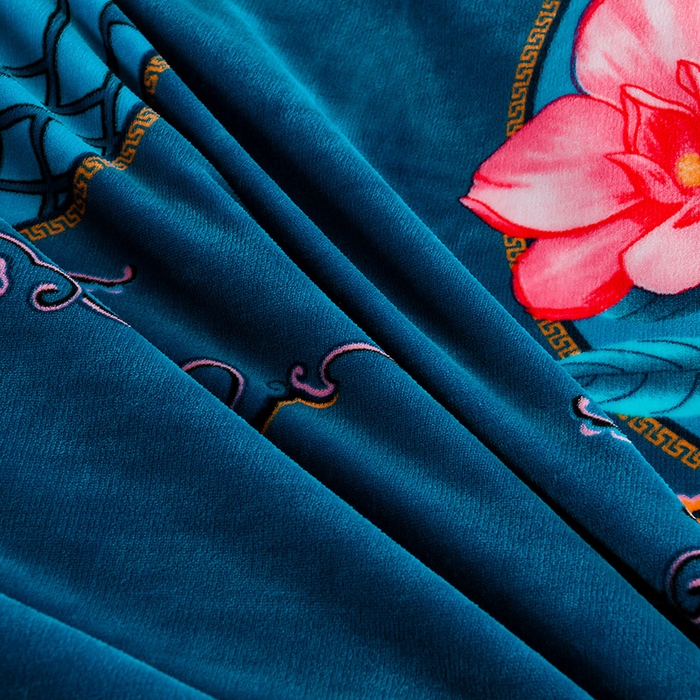 91家纺网 家纺一手货源 找家纺 静缘分 2025新款230克特厚8.5斤牛奶绒金貂绒床裙款保暖四件套-闭月羞花