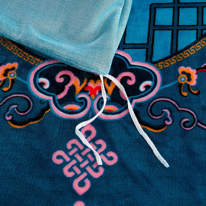 91家纺网 家纺一手货源 找家纺 静缘分 2025新款230克特厚8.5斤牛奶绒金貂绒床裙款保暖四件套-闭月羞花