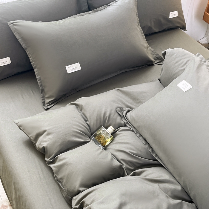 91家纺网 家纺一手货源 找家纺 红淳家纺 2025新款13366亲肤全棉纯色单床单-简单生活 石墨灰